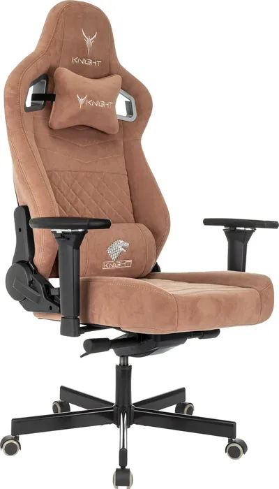 KNIGHT Кресло игровое Hunter светло-коричневый Alfa 731 искусственная замша крестов. металл