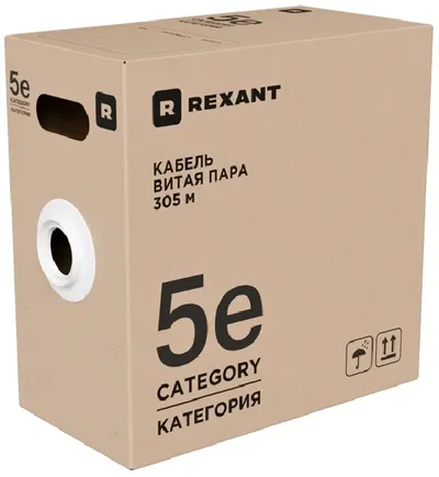 Кабель витая пара Rexant 02-0025-R, F/UTP, Cat.5e, 24AWG, 305 м
