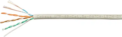 Cabeus UTP-4P-Cat.5e-PATCH-LSZH-GY - Кабель витая пара UTP (U/UTP), категория 5e, 4 пары, (24 AWG), многожильный (patсh), серый, LSZH (Low Smoke Zero Halogen) (305 м)