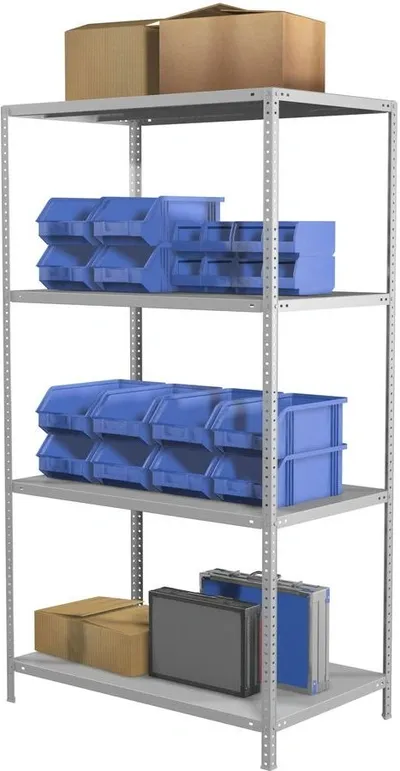 Стеллаж Практик MS Standart 120/60x20/4 пол.:4 единая  1200x600x200мм серый (S24199132402)