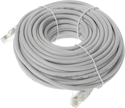 Патч-корд LANMASTER - TWT, UTP, кат. 5e, 2 x RJ-45, RJ-45 - RJ-45, ПВХ, серый, 15 м, с заливными колпачками, TWT-45-45-15-GY