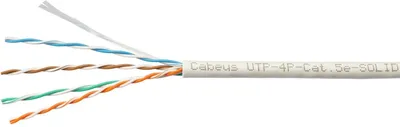 Cabeus UTP-4P-Cat.5e-SOLID-GY-LIGHT Кабель витая пара UTP (U/UTP), категория 5e, 4 пары 0,48мм (24 AWG), одножильный, PVC нг(А)-LS, серый (305 м) 305м
