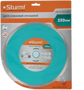 9020-04-230X22-WC Диск алмазный по керам. Sturm!  d=230мм  d(посад.)=22.23мм  (камнерезные станки)