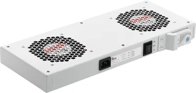 R-FAN-2T Вентиляторный модуль Rem R-FAN 230V 45х432х195 мм (ВхШхГ) вентиляторов: 2 86 дБ поток: 300 м3/ч для шкафов ЦМО Elbox цвет: серый (с терморегулятором)
