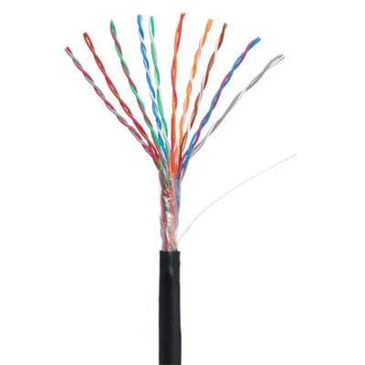 Кабель NETLAN U/UTP 10 пар, Кат.5 (Класс D), 100МГц, одножильный, BC (чистая медь), внешний, PE до -40C, черный, 305м