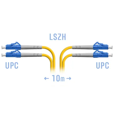 SNR-PC-LC/UPC-DPX-10m  Патчкорд оптический LC/UPC SM Duplex  10  метров