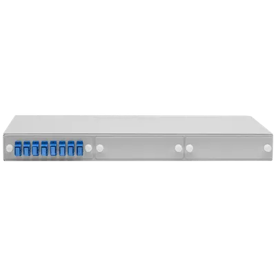 Кросс оптический 19" (ШКОС) укомплектованный на 8 SC портов (с розетками) (SNR-ODF-24R-8SC)