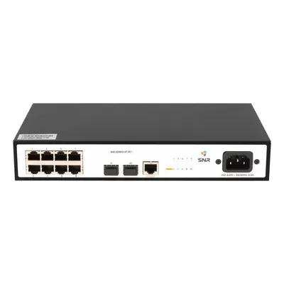 SNR SNR-S2982G-8T-DC Управляемый гигабитный коммутатор уровня 2, 8 портов 10/100/1000Base-T, 2 порта 100/1000Base-X (SFP), встроенный БП 18-60V DC, разъем для питания 220V AC неактивен