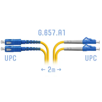 Патчкорд оптический B-Optix LC/UPC-SC/UPC SM G.657.A1 Duplex 2 метра