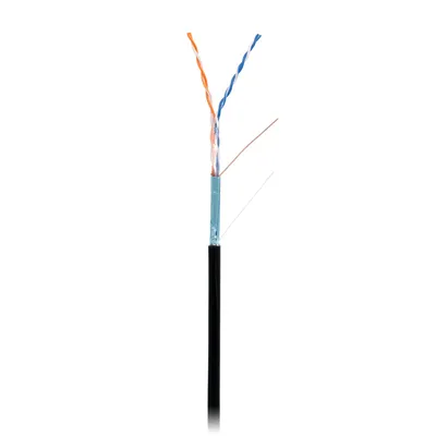NETLAN
EC-UF002-5-PE-BK - Кабель медный F/UTP,  cat 5, 2х2х0,47, экранированный для внешней прокладки, оболочка черного цвета, внешний диаметр 5,4 мм, диапазон рабочих температур -40 ...+60°С, температура монтажа не ниже 0°С