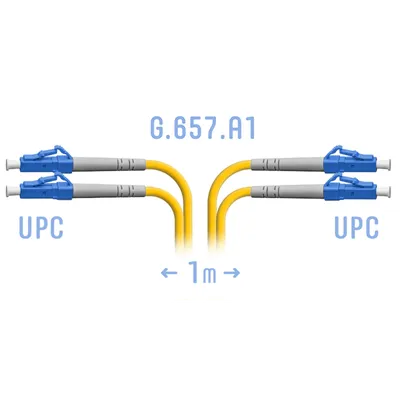 Шнур/ Патчкорд оптический LC/UPC SM G.657.A1 Duplex 1 метр