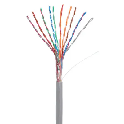 Кабель NETLAN U/UTP 10 пар, Кат.5 (Класс D), 100МГц, одножильный, BC (чистая медь), внутренний, PVC нг(B), серый, 305м