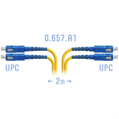 Патчкорд оптический SC/UPC SM G.657.A1 Duplex 2 метра