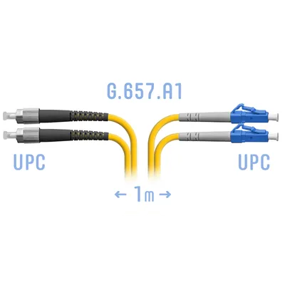 Патчкорд оптический LC/UPC-FC/UPC SM G.657.A1 Duplex 1 метр