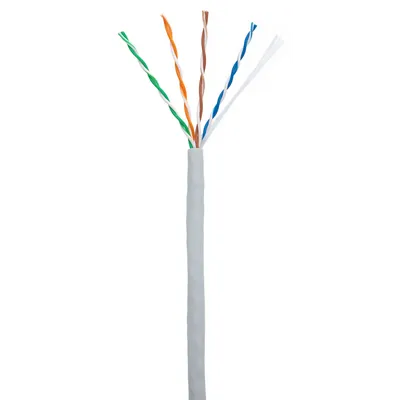 NETLAN 
EC-UU004-5E-PVC-GY - Кабель U/UTP (неэкранированная витая пара) для внутренней прокладки; Кат. 5е; 8 жил/4 пары; диаметр проводника Ø 0.47 / 24AWG Медь (CU); материал оболочки-PVC ; бухта 100 м.;  эксплуатация от -20 до +60 °C; Соответствие стандартам: ISO/IEC 11801, EN 50173 и TIA/EIA-568