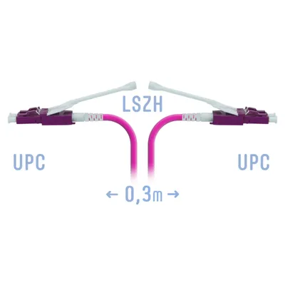 Патчкорд оптический LC/UPC-LC/UPC MM (OM4) Duplex (HD) 0,3 метрa, 2мм