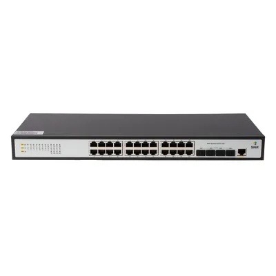 SNR-S5210G-24TX-2AC Управляемый коммутатор уровня 2+, 24 порта 10/100/1000Base-T, 4 порта 1/10G SFP+, Два встроенных БП ~220V AC