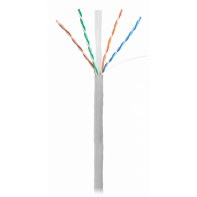 Кабель NETLAN U/UTP 4 пары, Кат.6 (Класс E), 250МГц, одножильный, BC (чистая медь), внутренний, PVC нг(B), серый, 305м