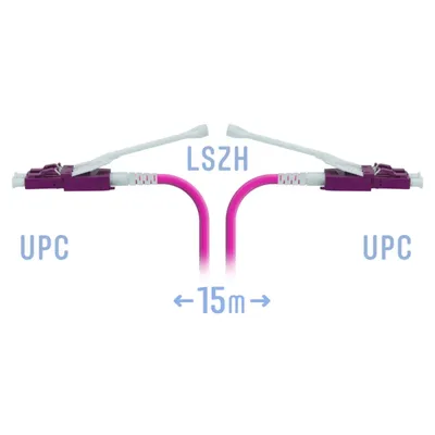 Патчкорд оптический LC/UPC-LC/UPC MM (OM4) Duplex (HD) 15 метров, 2мм
