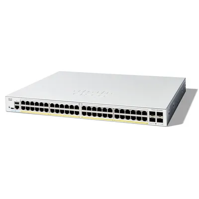 Коммутатор CISCO Catalyst 1300 48x 10/100/1000 RJ-45 PoE+, 4x 1Gb SFP uplinks, PoE+ 370W, RackMount Kit, C13 bp (C1300-48P-4G плохая упаковка)