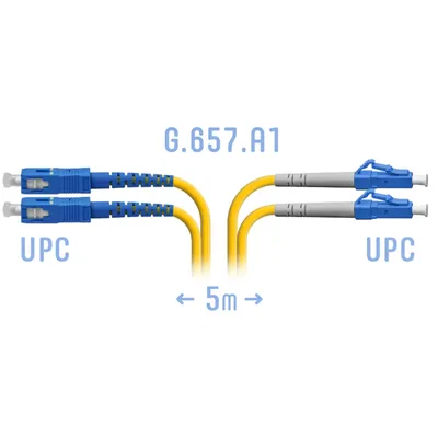 Патч-корд оптический SNR LC/UPC-SC/UPC SM G.657.A1 Duplex 5 метров