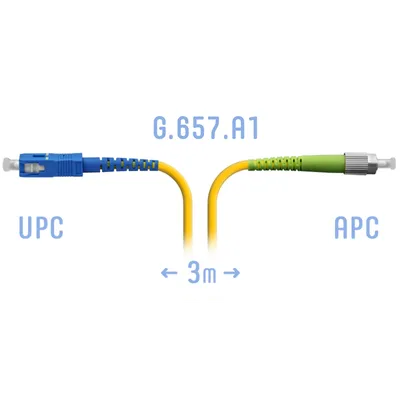 Патч-корд оптический SNR, FC/APC-SC/UPC, 3м, желтый (SNR-PC-FC/APC-SC/UPC-A-3m)