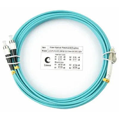 Оптический патч-корд duplex FC-LC 50/125 MM Cabeus FOP-50-LC-FC-5m 5 метров бирюзовый LSZH