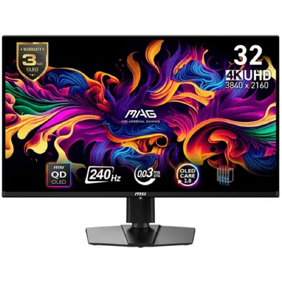MICROSTAR MSI MAG 31.5" 321UPX QD-OLED {QD-OLED Flat 3840x2160 240Hz 0.03ms 2xHDMI DisplayPort USB-C Tilt Swivel Height Pivot VESA}
