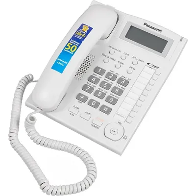 KX-TS2388RUW - KX-TS2388 Проводной телефон (RUW), АОН, Caller ID, 3-х строчный ЖК-дисплей, однокнопочный набор, 20 номеров, ускоренный набор, 10 номеров, повторный набор последнего номера, 4 уровня громкости звонка, регулировка угла рабочей панели (2 уровня), Белый