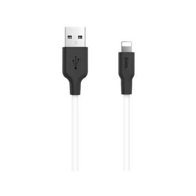 Кабель Hoco HC-71365, USB 2.0 AM/Lightning, 2.4A, 1м, силикон, бело-черный