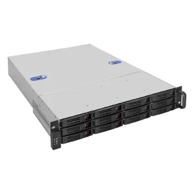 Корпус серверный Exegate - Pro 2U660-HS12, mITX, mDTX, mATX, ATX, E-ATX, 1х2.5", 12х3.5", Hot-swap, Rack, 2U, без БП, цвет чёрный, EX292490RUS