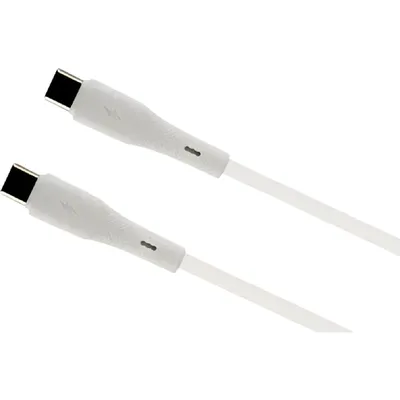 PERFEO Кабель USB C вилка - C вилка, 60W, белый, силикон, длина 1 м., ELASTIC (C1106)
