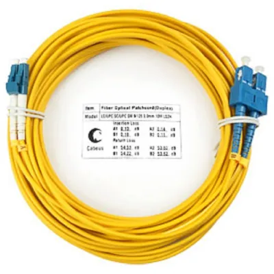 FOP(d)-9-LC-SC-20m Коммутационный шнур оптический Cabeus tight buffer Duplex SC/LC (UPC/UPC) OS2 9/125 LSZH D 3мм 20м цвет: жёлтый