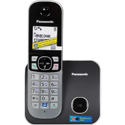 KX-TG6811RUB - Радиотелефон PANASONIC KX-TG6811 (RUB), снижение шума, функция резервного питания, совместимость с брелоком-искателем, Черный
