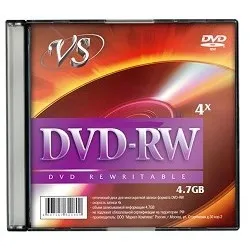 <114627> Диск DVD-RW 4,7Gb VS 4x Slim Case [VSDVDRWSL501/20816;20809 (штучно)]