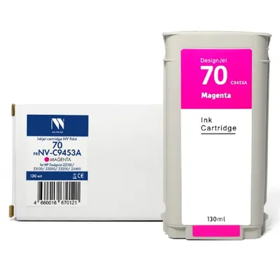 Картридж струйный NVPrint 70 (NV-C9453A) Magenta для HP DesignJet Z2100/Z3100/Z3200/Z5200/Z5400 (130 мл) совместимый