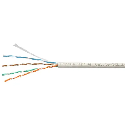 UTP-4P-Cat.5e-SOLID-LSLTx-GY-100 Кабель витая пара Cabeus UTP 4 пар. кат. 5е одножильный D 05 AWG24 нг(А)-LSLTx 1м (коробка 100м) внутренний цвет: серый