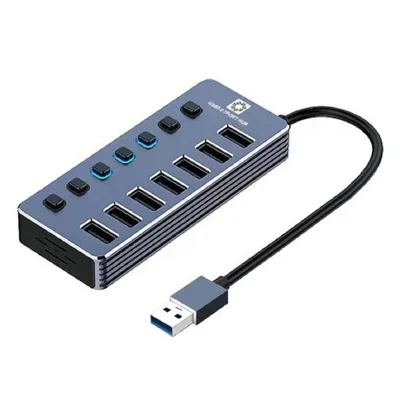 USB-хаб 5bites HB37-317SL, 7×USB 3.0, металл, серебро