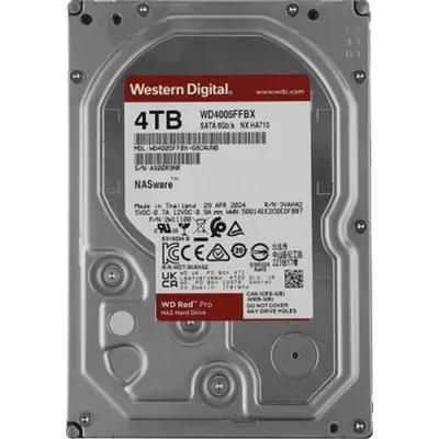 Жесткий диск Western Digital Red Pro NAS HDD 3.5" SATA 4Tb, 7200rpm, 256MB buffer, CMR, WD4005FFBX, 1 year