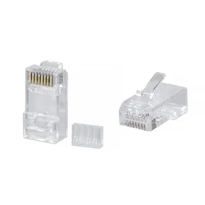 Коннектор Cabeus 8P8C-C6-TWP Коннектор RJ-45 под витую пару, категория 6, универсальный (для одножильного и многожильного кабеля), для проводников с толщиной по изоляции до 1,05 мм, со вставкой
