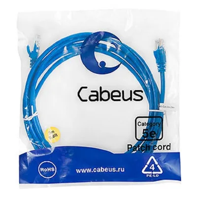 Патч-корд Cabeus PC-UTP-RJ45-Cat.5e-3m-BL-LSZH Патч-корд U/UTP, категория 5е, 2xRJ45/8p8c, неэкранированный, синий, LSZH, 3м