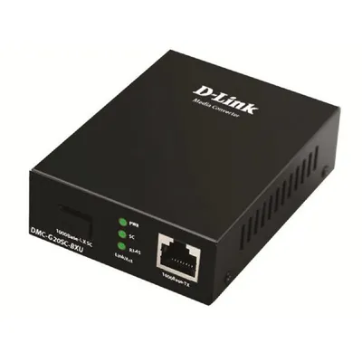 D-Link DMC-G20SC-BXU/A1A WDM медиаконвертер с 1 портом 100/1000Base-T и 1 портом 1000Base-LX с разъемом SC (Tx: 1310 мкм; Rx: 1550 мкм) для одномодового оптического кабеля (до 20 км)
