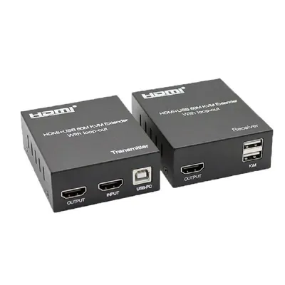 Удлинитель HDMI KVM ORIENT VE049, HDMI+USB+Audio, до 60м по Cat5e/6, 4K@30Hz