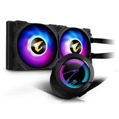 GP-AORUS WATERFORCE 240 - Кулер для процессора, Gigabyte, GP-AORUS WATERFORCE 240 (4719331552374), Intel 2066, 2011, 1366, 115x, 1200, 1700, AMD TR4, AM5, AM4, sTRX4, 2*120мм ARGB вентилятора, 950~2150 об/мин +/-10%, Воздушный поток 27,63~56,47 фут/мин, TDP 240 Вт, Чёрный