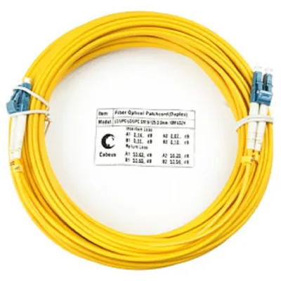 FOP(d)-9-LC-LC-25m Коммутационный шнур оптический Cabeus tight buffer Duplex LC/LC (UPC/UPC) OS2 9/125 LSZH D 3мм 25м цвет: жёлтый