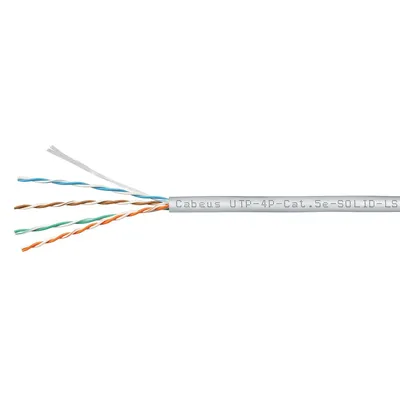 UTP-4P-Cat.5e-SOLID-LSZH-GY-100 Кабель витая пара Cabeus UTP 4 пар. кат. 5е одножильный D 05 AWG24 LSZH нг(A)-HF 1м (коробка 100м) внутренний цвет: серый