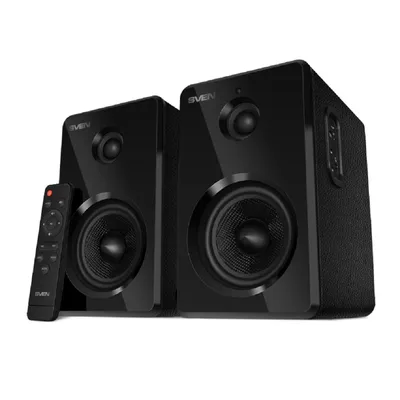 Колонки 2.0 SVEN SPS-730 чёрные (2 x 25 Вт, экокожа, USB/SD, пульт ДУ, Bluetooth)