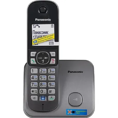 KX-TG6811RUM - Радиотелефон PANASONIC KX-TG6811 (RUM), снижение шума, функция резервного питания, совместимость с брелоком-искателем, Серый металлик
