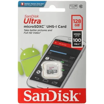 Карта памяти SanDisk  microSD 128GB  microSDXC Class 10 Ultra UHS-I 100MB/s/ SanDisk  microSD 128 GB  microSDXC Class 10 Ultra UHS-I 100MB/s