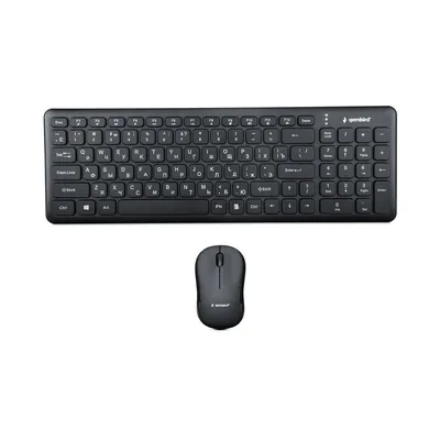 <117792> Комплект беспроводной (клавиатура+мышь) Gembird KBS-9200 Wireless (полноразмерная, низкий профиль, до 10м) USB черный [KBS-9200]